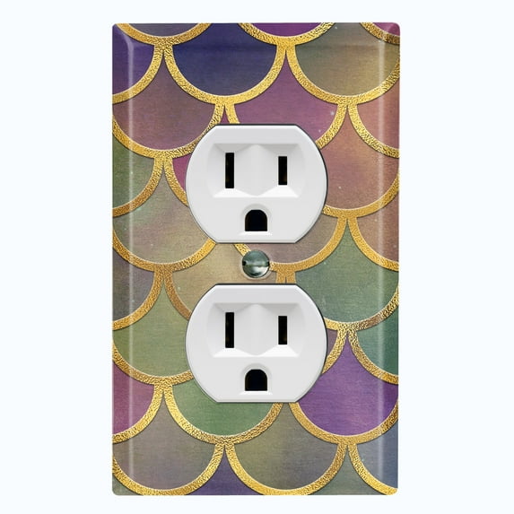 Metal Light Switch Plate Outlet Cover Mermaid Pastel MER005