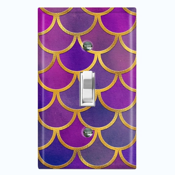 Metal Light Switch Plate Outlet Cover Mermaid Purple MER004