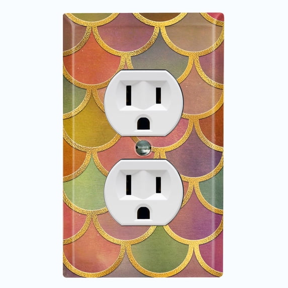Metal Light Switch Plate Outlet Cover Mermaid Rainbow MER001