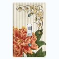 thumbnail image 1 of Metal Light Switch Plate Outlet Cover Orange Flower Beige Stripe Damask FLW063, 1 of 13