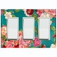 thumbnail image 1 of Metal Light Switch Plate Outlet Cover Pastel Rose Leaf Garden Teal ROS031, 1 of 13