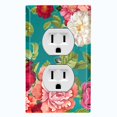 thumbnail image 1 of Metal Light Switch Plate Outlet Cover Pastel Rose Leaf Garden Teal ROS031, 1 of 13