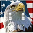 thumbnail image 1 of Metal Light Switch Plate Outlet Cover (Patriot Eagle Flag - Double Toggle), 1 of 2