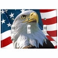 thumbnail image 1 of Metal Light Switch Plate Outlet Cover (Patriot Eagle Flag - Triple Toggle), 1 of 2