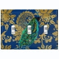 thumbnail image 1 of Metal Light Switch Plate Outlet Cover Peacock Blue Silk Damask PEA008, 1 of 13