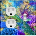 thumbnail image 1 of Metal Light Switch Plate Outlet Cover Peacock Crown Flower Damask PEA004, 1 of 13