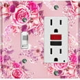 thumbnail image 1 of Metal Light Switch Plate Outlet Cover Pink Rose Flower Wallpaper ROS048, 1 of 13