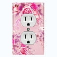 thumbnail image 1 of Metal Light Switch Plate Outlet Cover Pink Rose Flower Wallpaper ROS048, 1 of 13