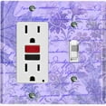 thumbnail image 1 of Metal Light Switch Plate Outlet Cover (Purple Leaf Letter Damask LET008), 1 of 13