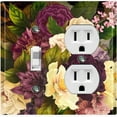 thumbnail image 1 of Metal Light Switch Plate Outlet Cover Purple White Rose Wallpaper ROS015, 1 of 13