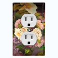 thumbnail image 1 of Metal Light Switch Plate Outlet Cover Purple White Rose Wallpaper ROS016, 1 of 13