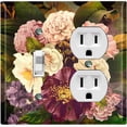 thumbnail image 1 of Metal Light Switch Plate Outlet Cover Purple White Rose Wallpaper ROS016, 1 of 13