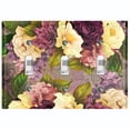 thumbnail image 1 of Metal Light Switch Plate Outlet Cover Purple White Rose Wallpaper ROS017, 1 of 13