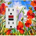 thumbnail image 1 of Metal Light Switch Plate Outlet Cover Red Poppy Fields Sky Painting PNT009, 1 of 13