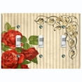 thumbnail image 1 of Metal Light Switch Plate Outlet Cover Red Rose Striped Damask Tan FLW067, 1 of 13