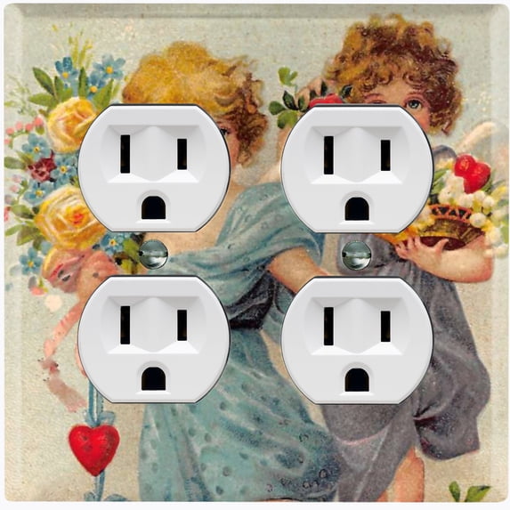 Metal Light Switch Plate Outlet Cover Romantic Floral Angel Cupid Girls AGL007