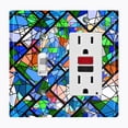 thumbnail image 1 of Metal Light Switch Plate Outlet Cover (Stained Glass Window Tile Pattern GLA007), 1 of 14