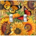 thumbnail image 1 of Metal Light Switch Plate Outlet Cover Sunflower Butterfly SUN005, 1 of 24