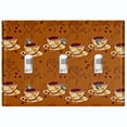 thumbnail image 1 of Metal Light Switch Plate Outlet Cover (Tan Floral Coffee Cup COF002), 1 of 13
