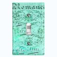 thumbnail image 1 of Metal Light Switch Plate Outlet Cover Teal Music Sheet Wallpaper Damask MUS004, 1 of 13