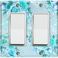 thumbnail image 1 of Metal Light Switch Plate Outlet Cover Teal Rose Flower Wallpaper ROS047, 1 of 13