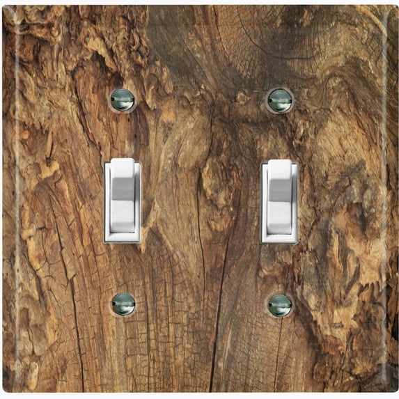 Metal Light Switch Plate Outlet Cover Tree Bark Wallpaper WOD002