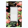 thumbnail image 1 of Metal Light Switch Plate Outlet Cover Tropical Pink Flamingo Flower Leaves Black FGO005, 1 of 13