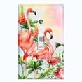 thumbnail image 1 of Metal Light Switch Plate Outlet Cover Tropical Pink Flamingo Flower Leaves Rainbow FGO007, 1 of 13