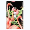 thumbnail image 1 of Metal Light Switch Plate Outlet Cover Tropical Pink Flamingo Flowers Black FGO004, 1 of 13