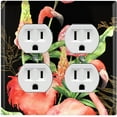 thumbnail image 1 of Metal Light Switch Plate Outlet Cover Tropical Pink Flamingo Flowers Black FGO004, 1 of 13