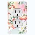 thumbnail image 1 of Metal Light Switch Plate Outlet Cover Tropical Pink Flamingo Flowers Rainbow FGO003, 1 of 13