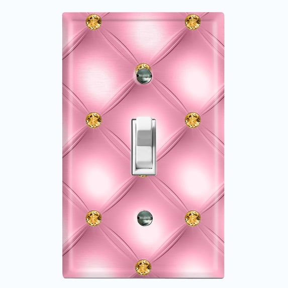 Metal Light Switch Plate Outlet Cover (Tufted Diamond Pink DIA001)