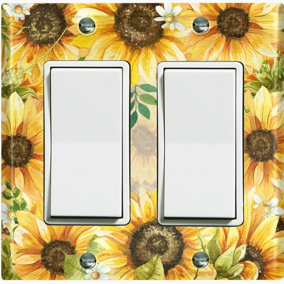 Metal Light Switch Plate Outlet Cover Vibrant Yellow Sunflower Frame SUN021