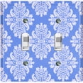 thumbnail image 1 of Metal Light Switch Plate Outlet Cover (Victorian Damask Flower Blue Pastel Pattern - Double Toggle), 1 of 2