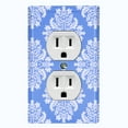 thumbnail image 1 of Metal Light Switch Plate Outlet Cover (Victorian Damask Flower Blue Pastel Pattern - Single Duplex), 1 of 2