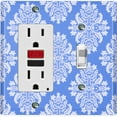 thumbnail image 1 of Metal Light Switch Plate Outlet Cover (Victorian Damask Flower Blue Pastel Pattern - Single Rocker Single Toggle), 1 of 2
