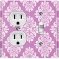 thumbnail image 1 of Metal Light Switch Plate Outlet Cover (Victorian Damask Flower Pink Pastel Pattern - Single Duplex Single Toggle), 1 of 2