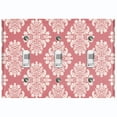 thumbnail image 1 of Metal Light Switch Plate Outlet Cover (Victorian Damask Flower Red Pastel Pattern - Triple Toggle), 1 of 2