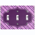 thumbnail image 1 of Metal Light Switch Plate Outlet Cover Vintage Purple Plaid Frame Wallpaper WAL038, 1 of 13