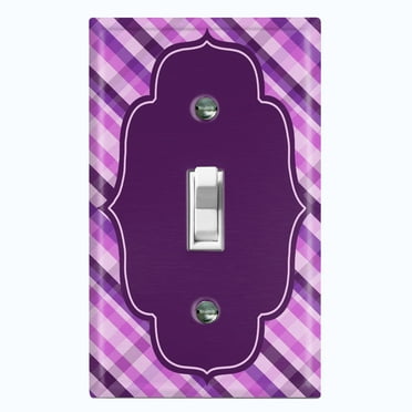 Metal Light Switch Plate Outlet Cover Vintage Purple Plaid Frame Wallpaper WAL038