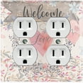 thumbnail image 1 of Metal Light Switch Plate Outlet Cover (Welcome Vine - Double Duplex), 1 of 2