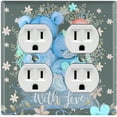 thumbnail image 1 of Metal Light Switch Wall Plate Outlet Cover (2 Teddy Bears Blue With Love Heart Balloon Flower - Double Duplex), 1 of 2
