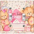 thumbnail image 1 of Metal Light Switch Wall Plate Outlet Cover (2 Teddy Bears Pink With Love Heart Balloon Flower - Double Toggle), 1 of 2