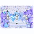thumbnail image 1 of Metal Light Switch Wall Plate Outlet Cover (2 Teddy Bears Purple With Love Heart Balloon Flower - Triple Toggle), 1 of 2