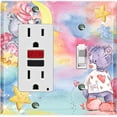 thumbnail image 1 of Metal Light Switch Wall Plate Outlet Cover (2 Teddy Bears Reading Flower Hearts Pink - Single Rocker Single Toggle), 1 of 2