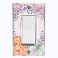 thumbnail image 1 of Metal Light Switch Wall Plate Outlet Cover (2 Teddy Bears With Love Heart Flower Balloon Flower Wreath Pink - Single Rocker), 1 of 2