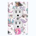 thumbnail image 1 of Metal Light Switch Wall Plate Outlet Cover (4 Mermaids Unicorn Cat Bubble Glitter Print Pastel - Single Duplex), 1 of 2