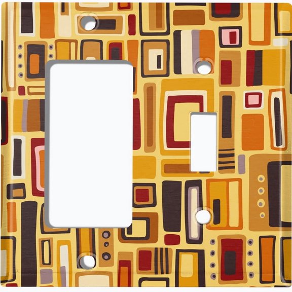 Metal Light Switch Wall Plate Outlet Cover (Abstract Block Art - 2 Gang GFI Rocker/Toggle)