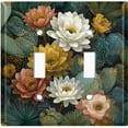 thumbnail image 1 of Metal Light Switch Wall Plate Outlet Cover (Abstract Dotted Art Flowers - Double Toggle), 1 of 1