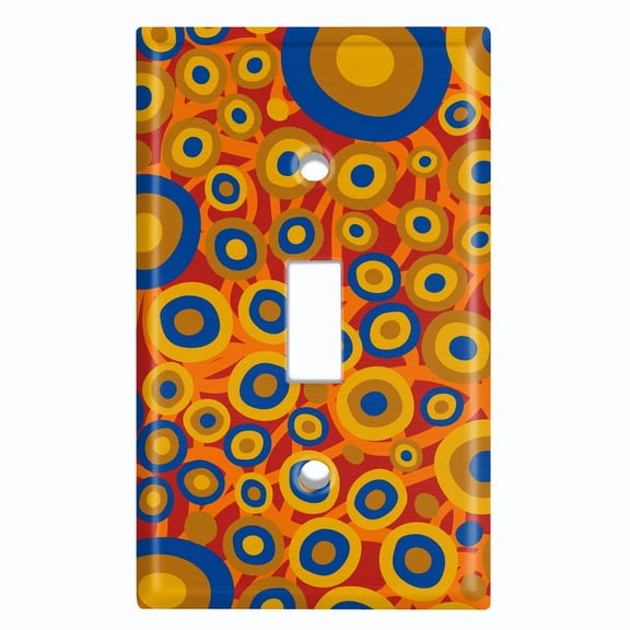 Metal Light Switch Wall Plate Outlet Cover (Abstract Seamless Circles - Single Toggle)